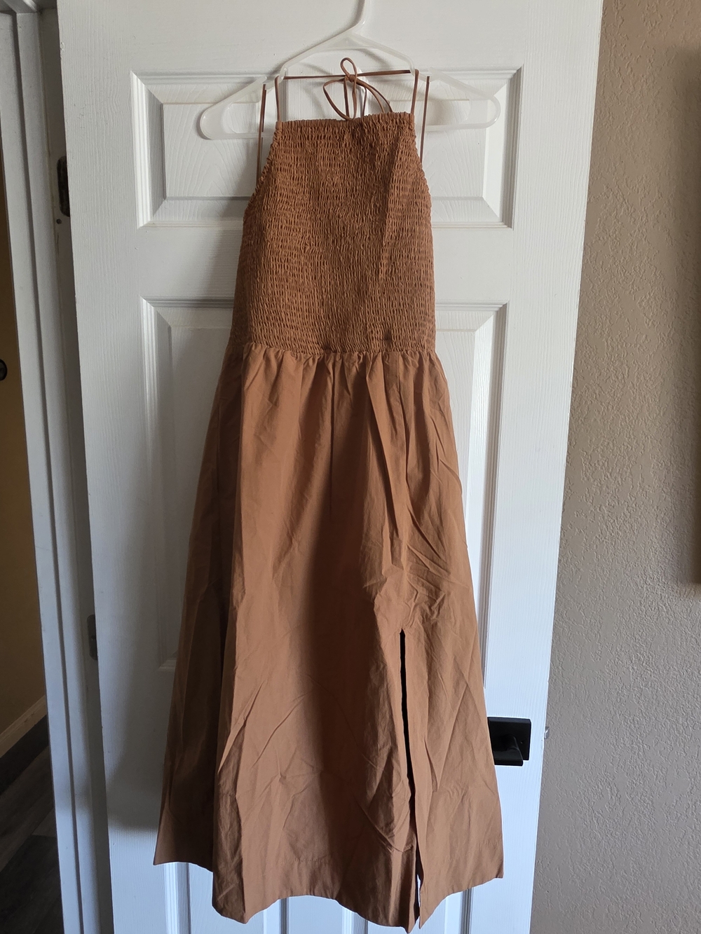 Lost + Wander Rust Smocked Halter Midi Dress